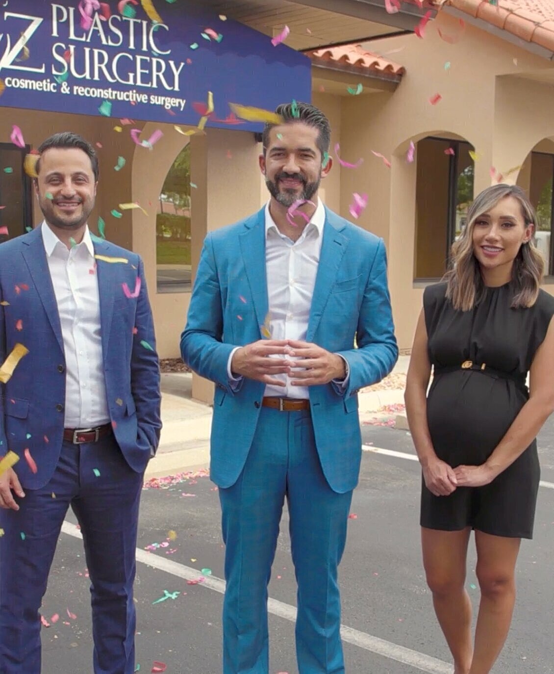 Celebration outside Z Plastic Surgery clinic opening.