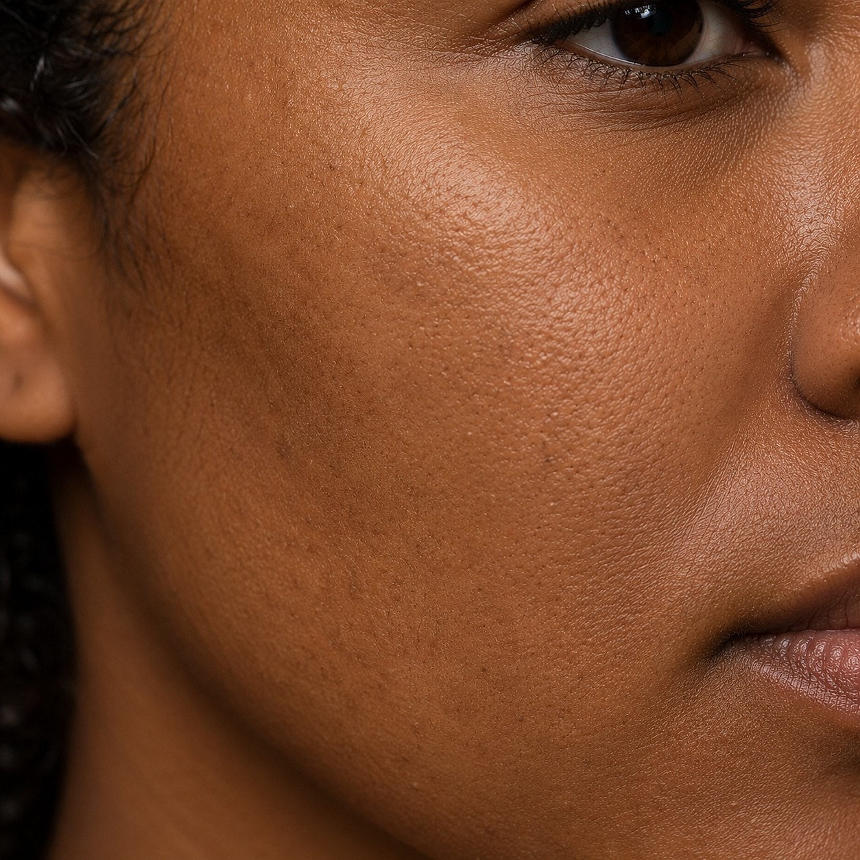 Close-up of textured skin with natural glow