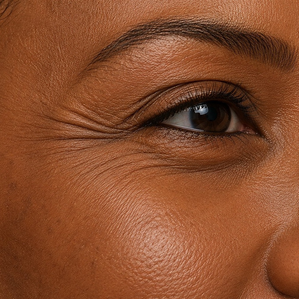 Close-up of a textured skin surface and eye.