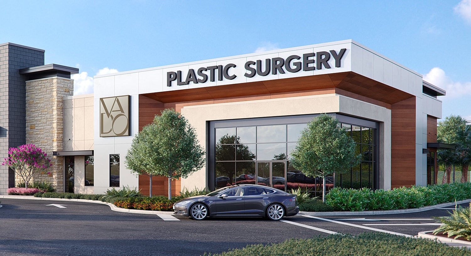 Modern plastic surgery clinic exterior view.