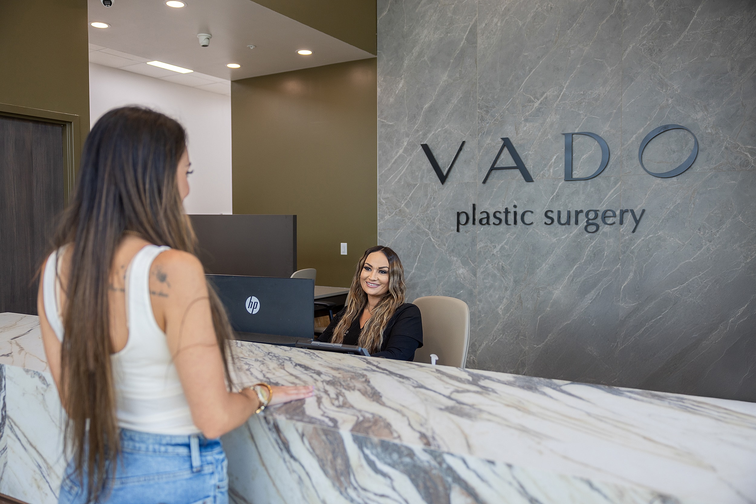 Reception area of Vado plastic surgery office.