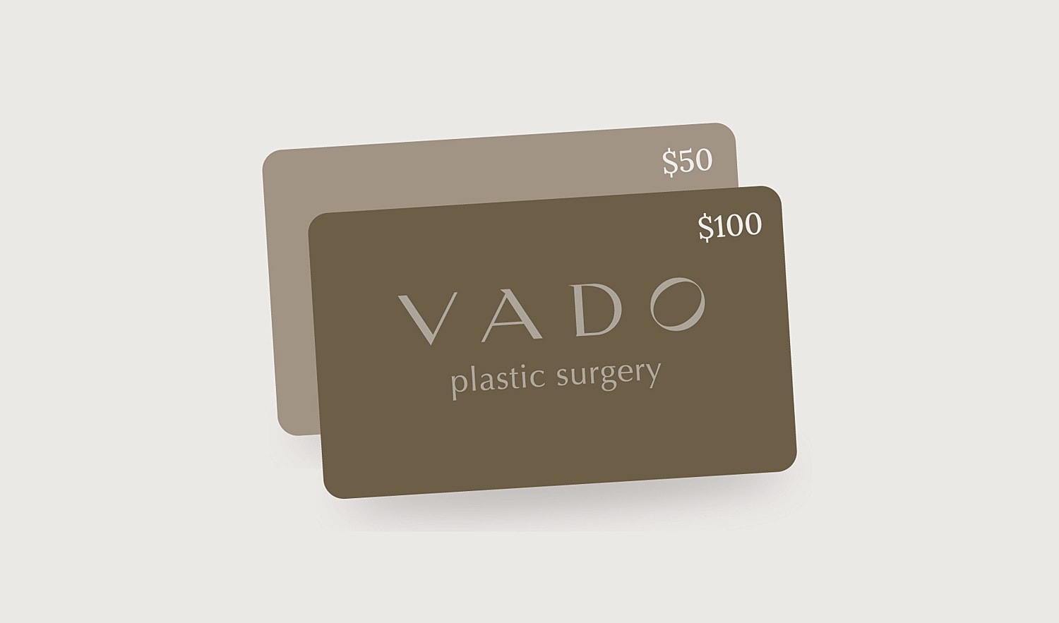 Plastic surgery gift cards, $50 and $100